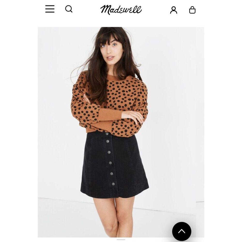Madewell Women's Size 12 Faded Black Button Down Mini Skirt EUC Cotton Stretch